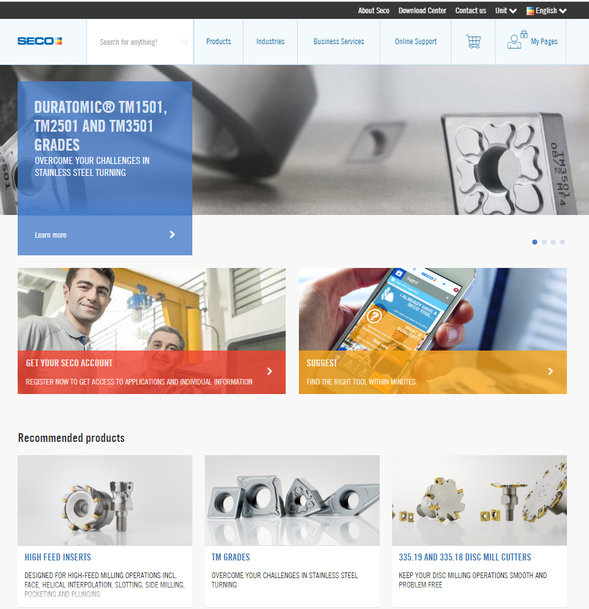 Gebruikers van de Seco Tools website krijgen toegang tot geavanceerde online diensten